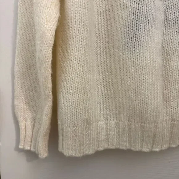 Wooden Ships Camouflage Star Icon Sweater Size Medium Large Cream Mohair Wool - Picture 6 of 6